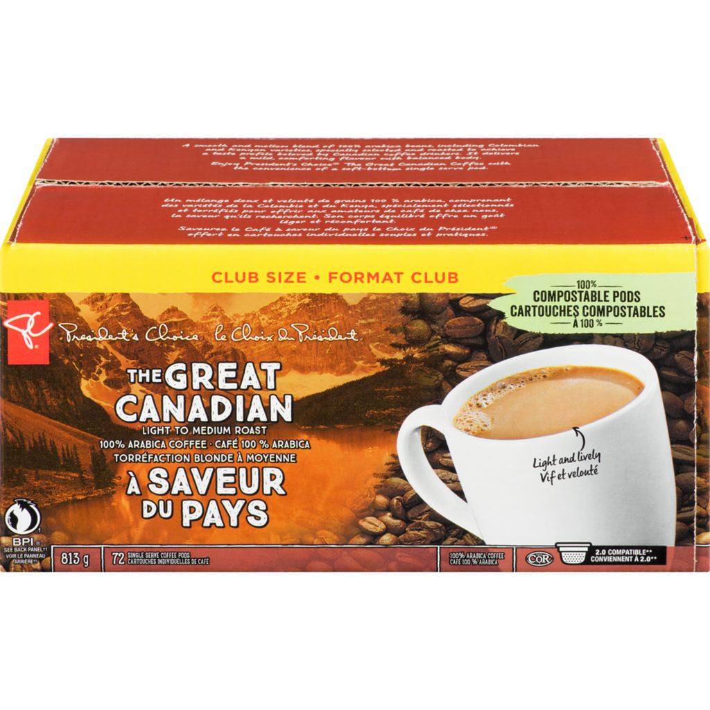 President's Choice, The Great Canadian, Club Size, Keurig, 72 pods, {Imported from Canada}