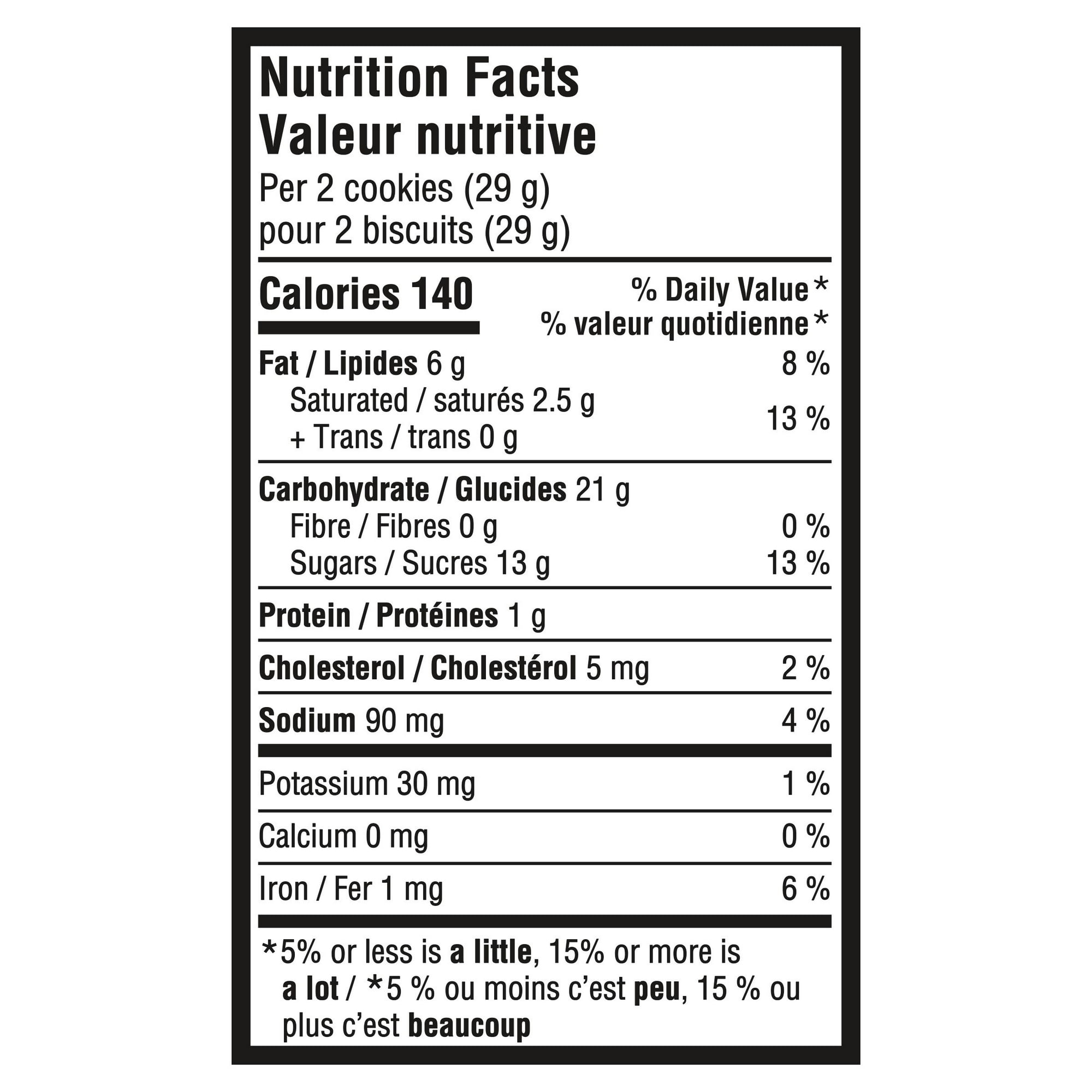 Star Wars Oreos nutrition facts label