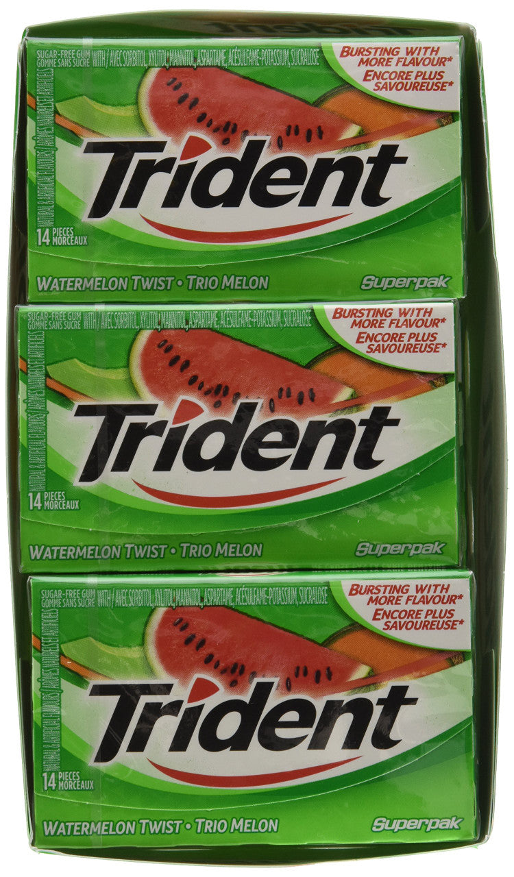 Trident Sugar Free Watermelon Twist Gum, 12 Pack (14 Pieces Each) {Imported from Canada}