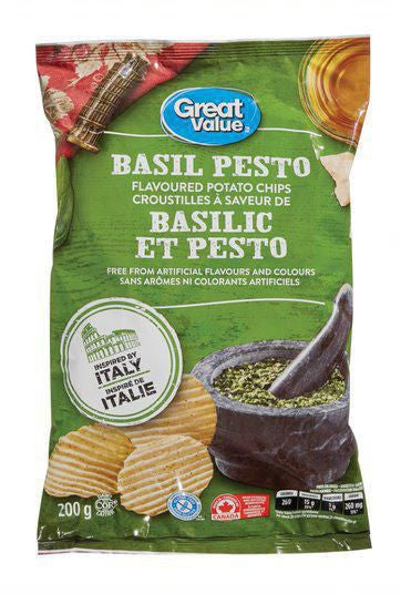 Great Value Basil Pesto Flavoured Potato Chips, 200g/7 oz., {Imported from Canada}