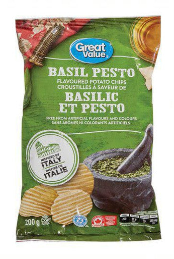 Great Value Basil Pesto Flavoured Potato Chips, 200g/7 oz., {Imported from Canada}