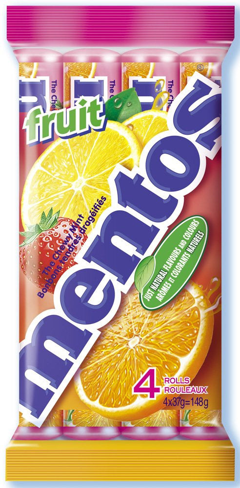Mentos 4ct Fruit (37g / 1.3oz per pack) {Imported from Canada}
