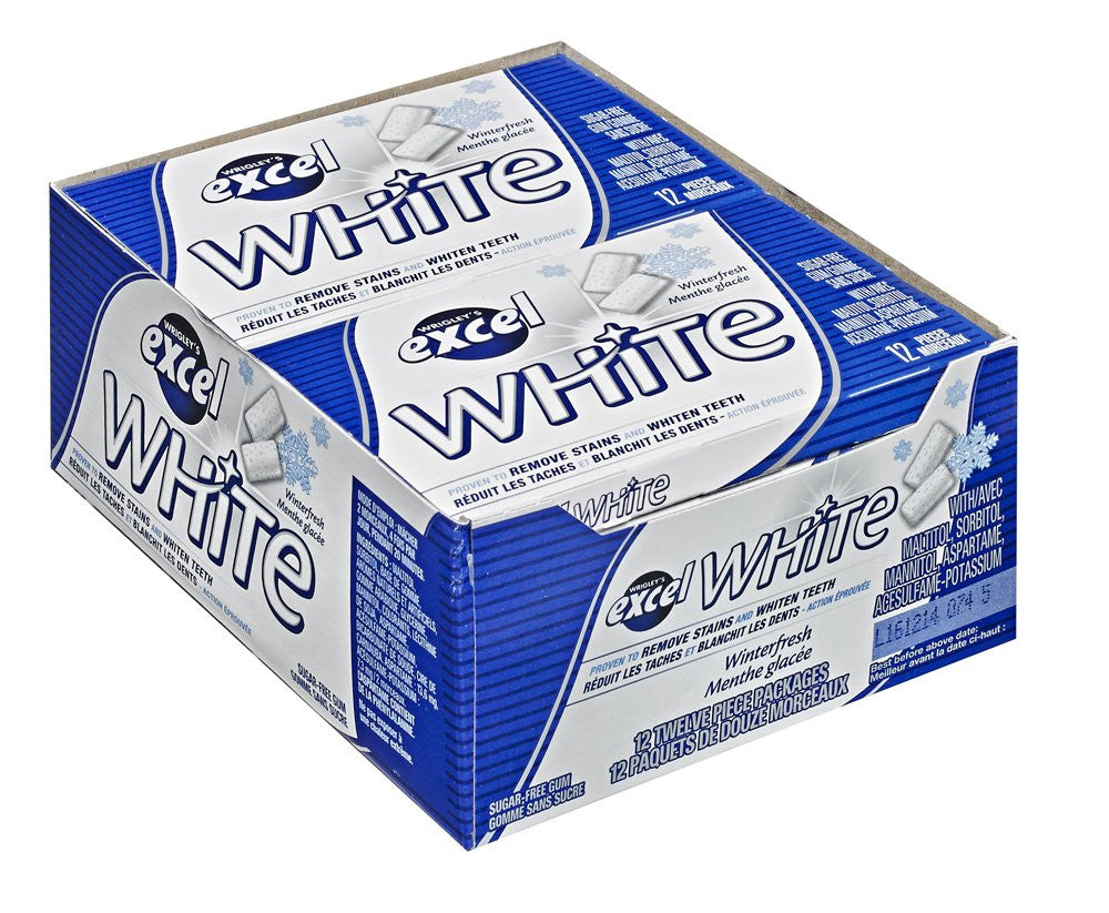 Excel White Sugar-Free Gum, Winterfresh, 12 Count {Imported from Canada}