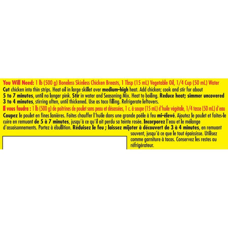 Old El Paso Chicken Taco Seasoning Mix, 24g/0.8oz., {Imported from Canada}