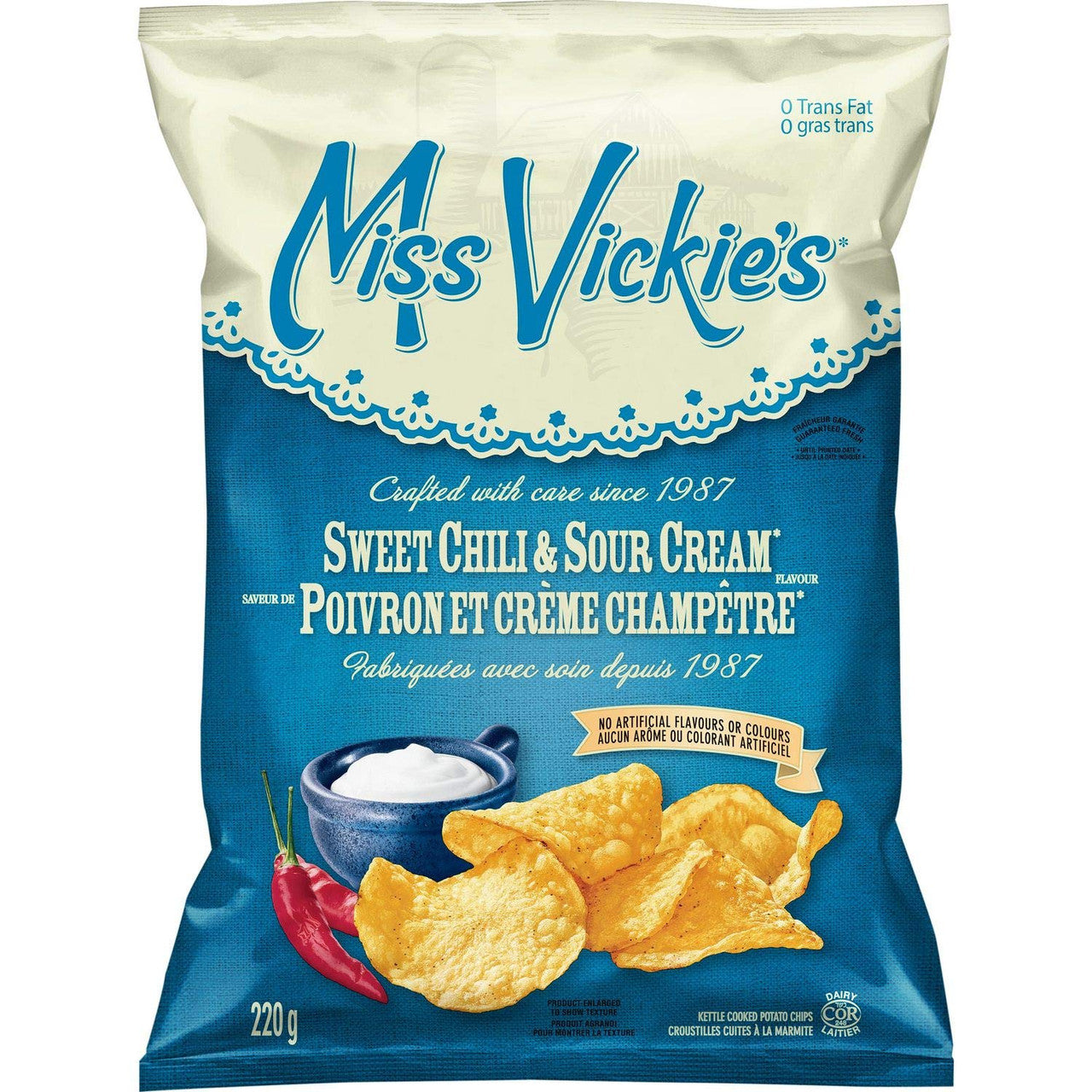Miss Vickie's Kettle Cooked Sweet Chili & Sour Cream Potato Chips, 220g/ 7.8oz {Imported from Canada}