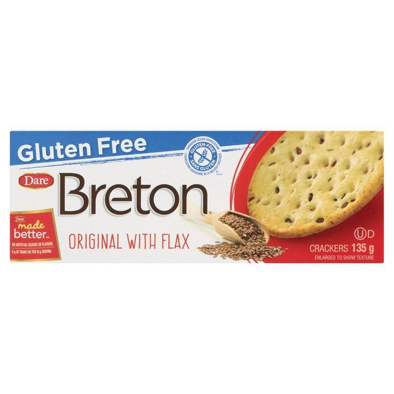 Dare Breton Gluten Free Original With Flax Crackers, 135g/4.7 oz. Box {Imported from Canada}