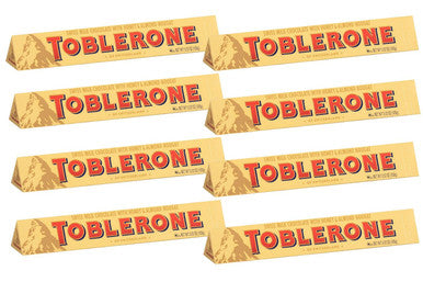 Toblerone Swiss Milk Chocolate with Honey and Almond Nougat, 100 gram/3.52 Ounce (Pack of 8)