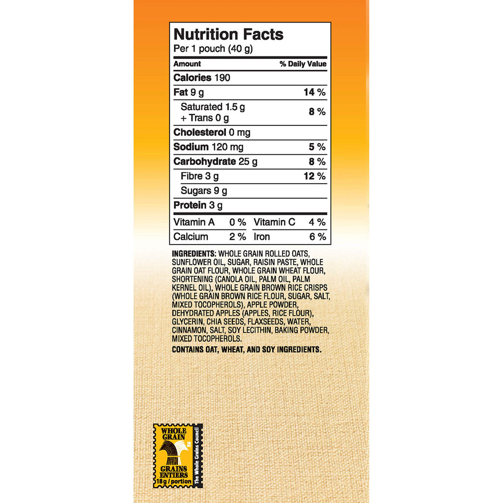 Quaker Breakfast Oat Bites, 5 x 40g Pouches, Orchard Apple & Cinnamon, 200g/7.1oz Box, {Imported from Canada}