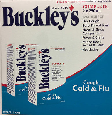 Buckley's Complete Cough Cold & Flu Syrup 2x 250mL {Imported from Canada}