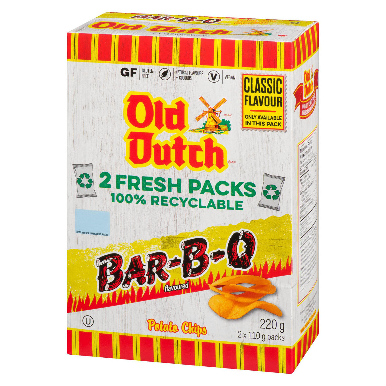 Old Dutch BBQ Potato Chips,  220g/7.8 oz., Box {Imported from Canada}