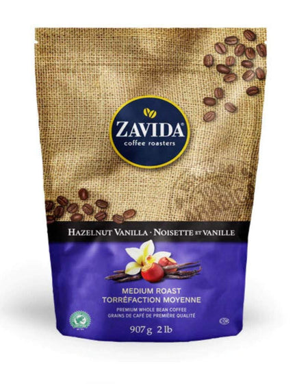 Zavida Premium Hazelnut Vanilla Whole Bean Coffee, 907g/2 LB. {Imported from Canada}