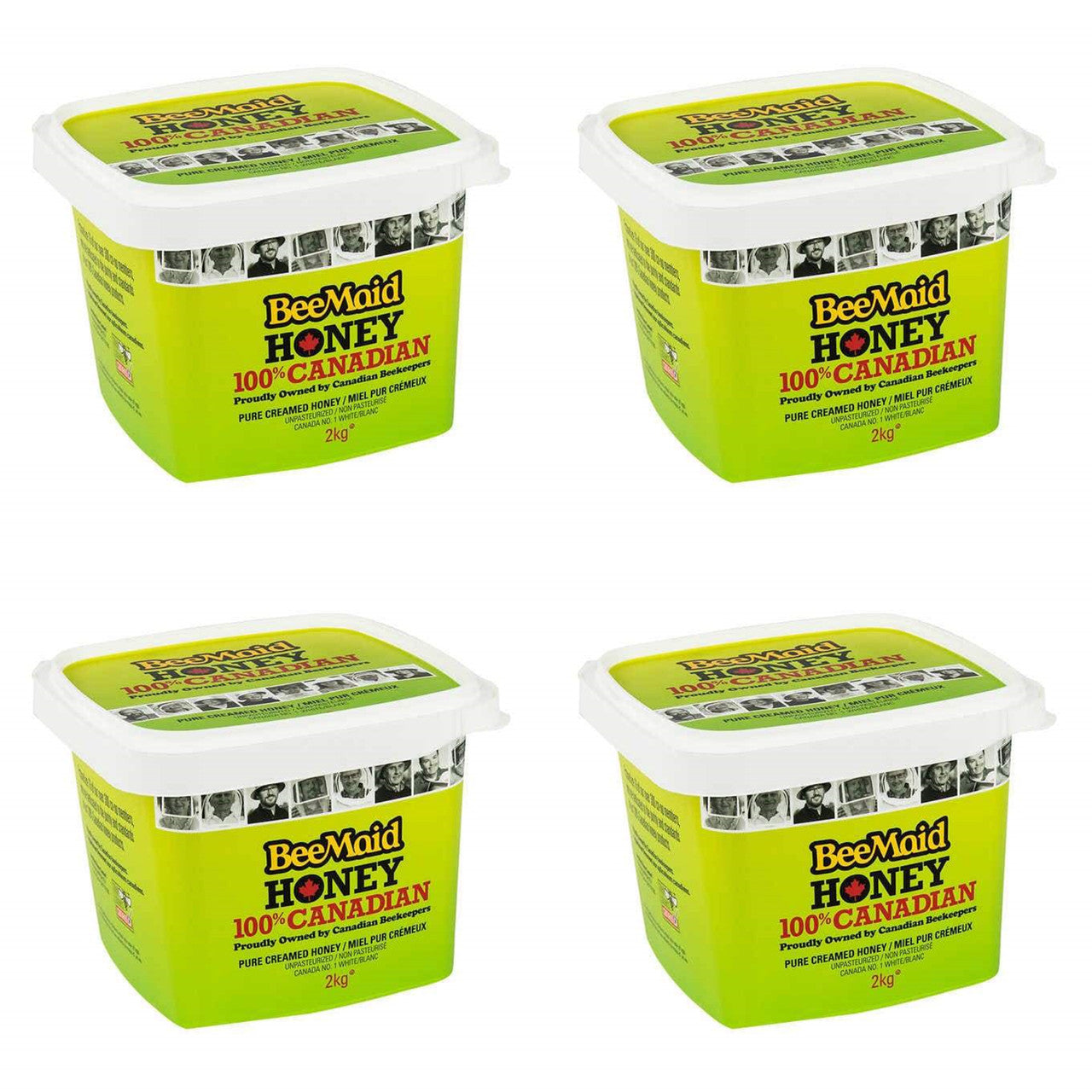 BeeMaid Creamed Honey, 2 Kilograms/4.4 Pounds (4 Pack) {Imported from Canada}