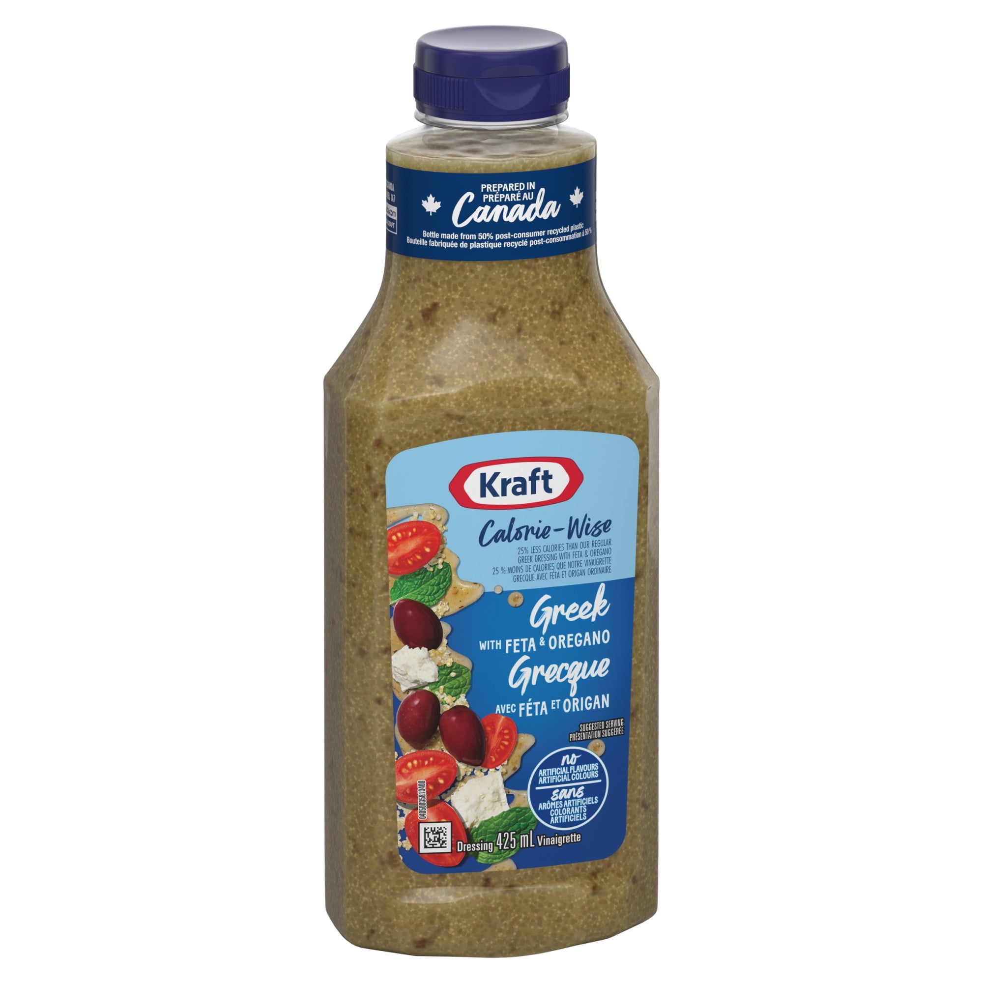Kraft Calorie-Wise Greek with Feta & Oregano Salad Dressing 425ml/14.4 oz., Bottle, front of bottle