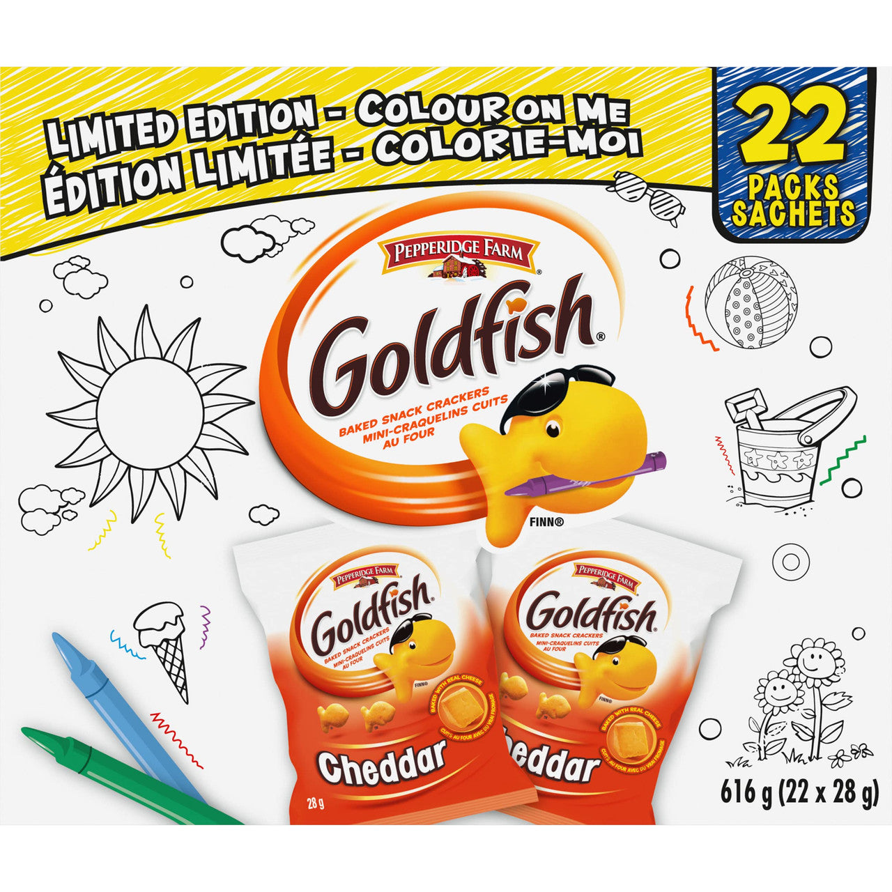 Pepperidge Farm Goldfish Cheddar Crackers, 22 Snack Packs, 28g/1 oz. Each {Imported from Canada}