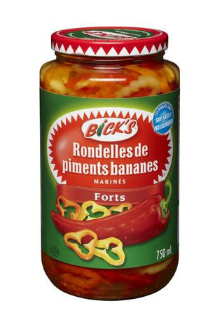 Bicks Jar of Hot Pepper Rings, 750ml/25.4oz., {Imported from Canada}