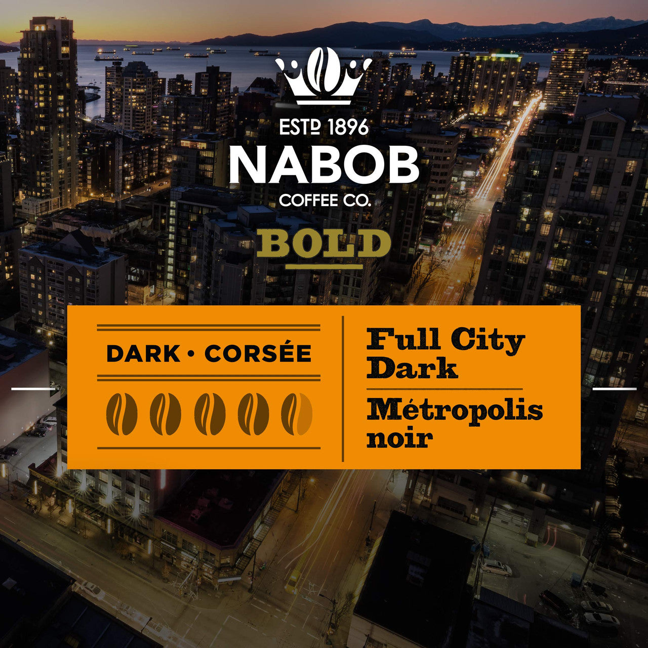 Nabob Full City Dark Coffee, 100% Compostable Pods, 4 Boxes of 30 Pods/ 120 pods total, {Imported from Canada}