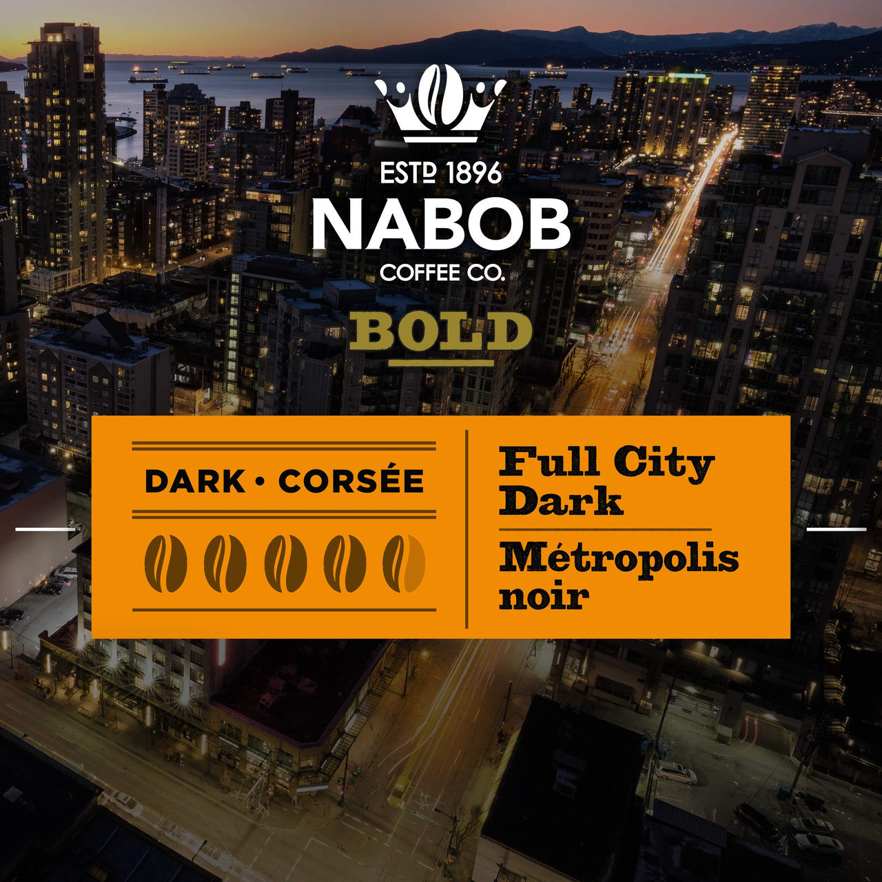 NABOB Full City Dark Coffee, 1800g 3.97lbs(6pk) {Imported from Canada}