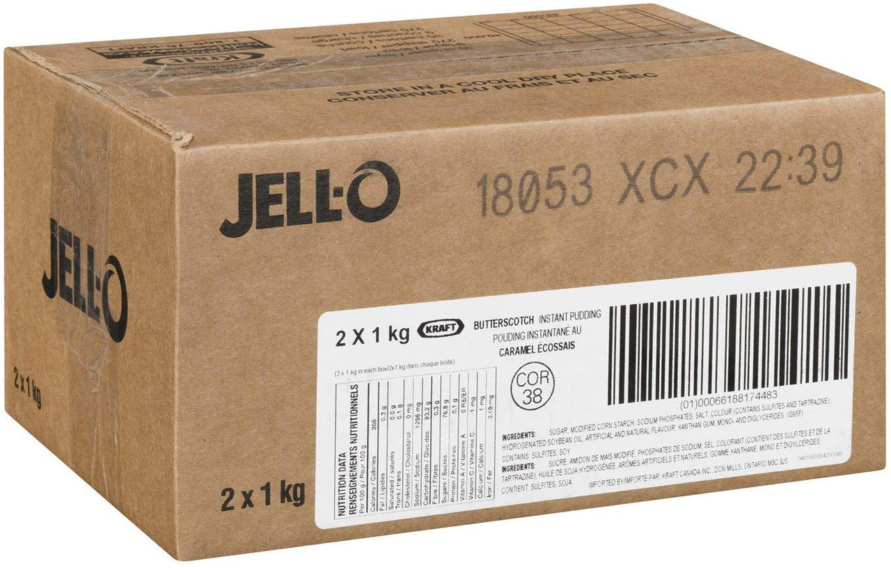 Jell-O Butterscotch Instant Pudding, 1kg/2.2lbs., 2pk {Imported from Canada}