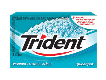 Trident Freshmint Chewing Gum, 12ct/14-Pieces/Pack, (Imported from Canada)