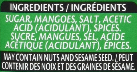 Sharwood's Major Grey Mango Chutney, 250mL/8.5 oz., {Imported from Canada}
