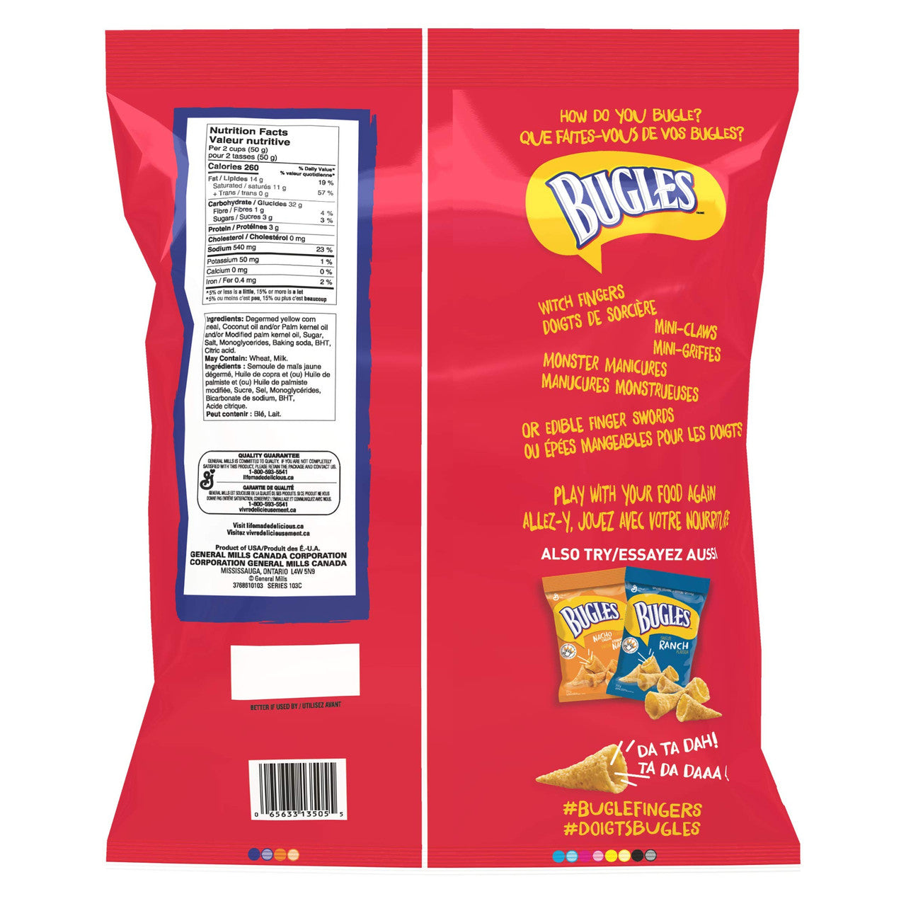 Bugles Original Flavour Corn Snacks Party Size, 411g/14.5 oz., {Imported from Canada}