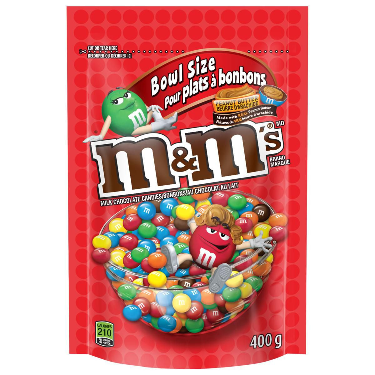 M&Ms Peanut Butter, Chocolate Candy, Bowl Size (400g /14 oz.) Bag, {Imported from Canada}