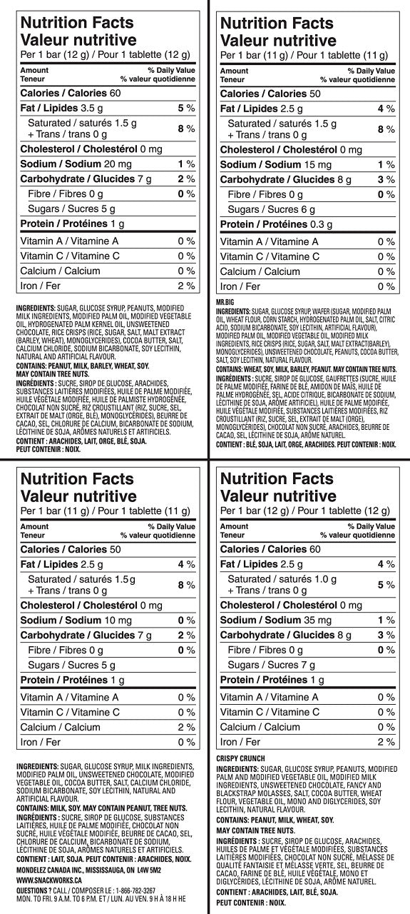 Cadbury Fun Treats Chocolate, 45 count- Wunderbar, Mr. Big, Caramilk, Crispy Crunch {Imported from Canada}