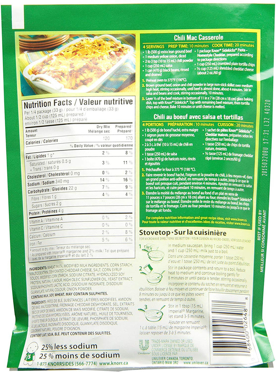 Knorr Pasta Homestyle Cheddar Side Dishes 131g/4.6 oz., 8pk {Imported from Canada}