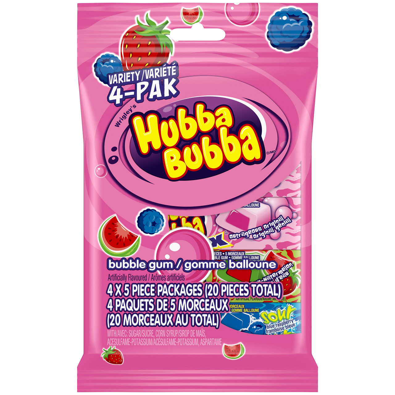 Hubba Bubba Bubblegum, Variety 4 PAK, {Imported from Canada} - SET OF 2