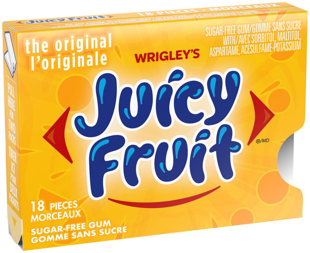 Juicy Fruit Sugar-Free Gum, The Original, 3-Pack, 18 pellets {Imported from Canada}