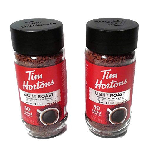 Tim HORTONS Premium Light Roast Instant Coffee - (2-100g/3.5oz. Jars) {Imported from Canada}