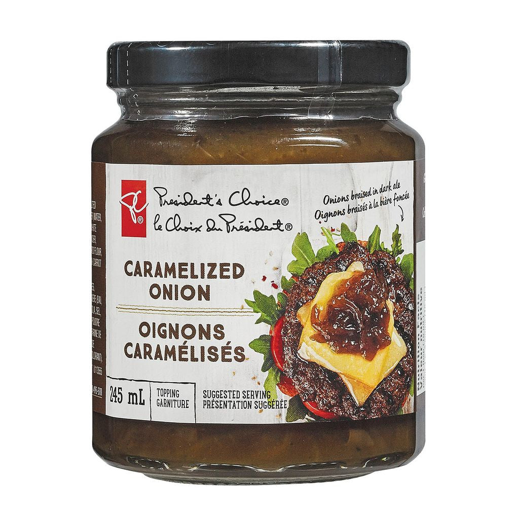 President's Choice Caramelized Onion Topping, 245ml/8.5 fl.oz, (Pack of 3) {Imported from Canada}