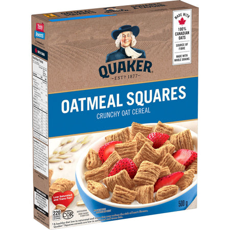 Quaker, Oatmeal Squares, Crunchy Oat Cereal, 500g/17.6oz., {Imported from Canada}