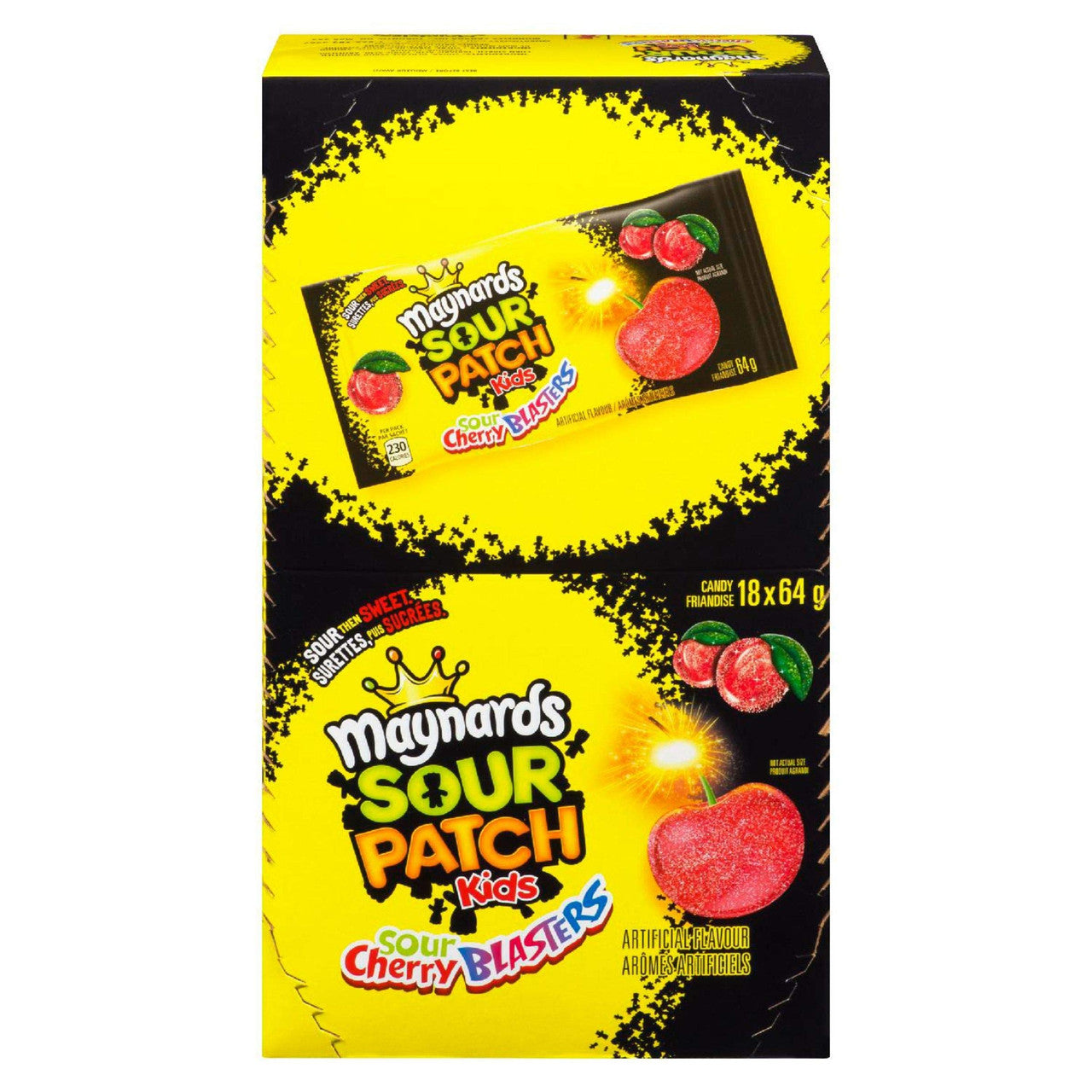 Maynards Sour Cherry Blasters Candy, 64g/2.26oz (18ct), (Imported from Canada)