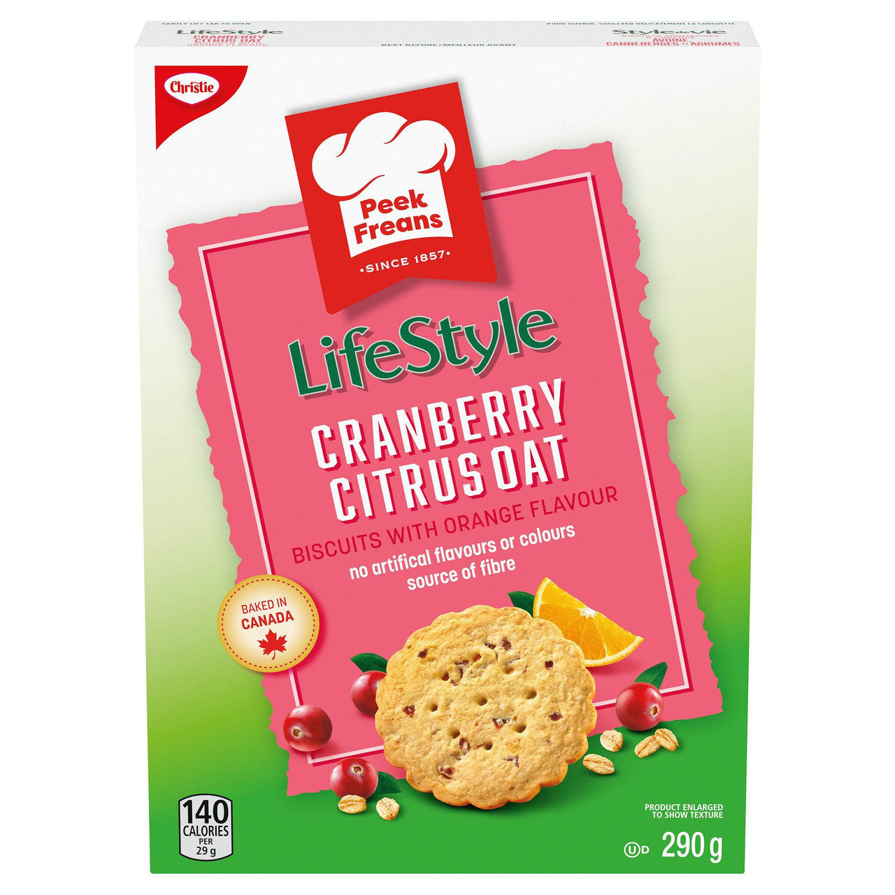 Peek Freans Lifestyle Cranberry Citrus Oat Crunch Cookies, 290g/10oz. box (Imported from Canada)