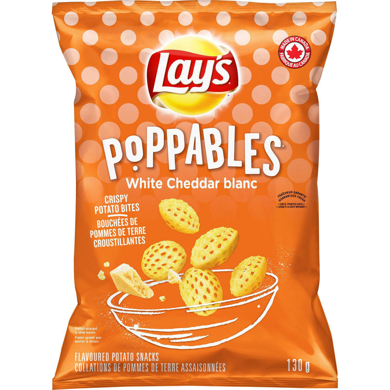 Lay's Poppables White Cheddar Potato Snack, 130g/4.6 oz, {Imported from Canada}