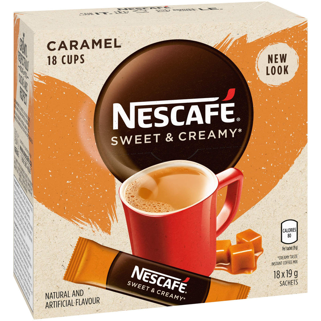 NESCAFE Sweet & Creamy Caramel, Instant Coffee Sachets, 18x19g {Imported from Canada}