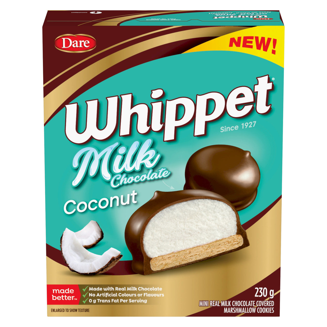 Dare Whippet Milk Chocolate Coconut Cookies, 230g/8.75 oz., 1 Box, {Imported from Canada}