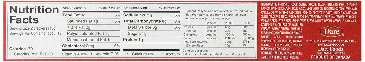 Vinta Crackers, Original Delicious Bold Taste of 8 Grains and Seeds No Artificial Flavors, No Cholesterol, Peanut Free - Delicious Plain or Topped, 8.8-ounce. (Pack of 12 )