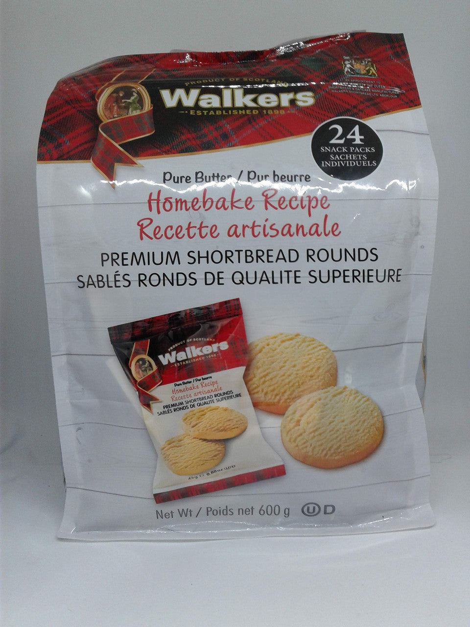 Walkers Premium Shortbread Rounds 24 Snack Packs individually wrapped.