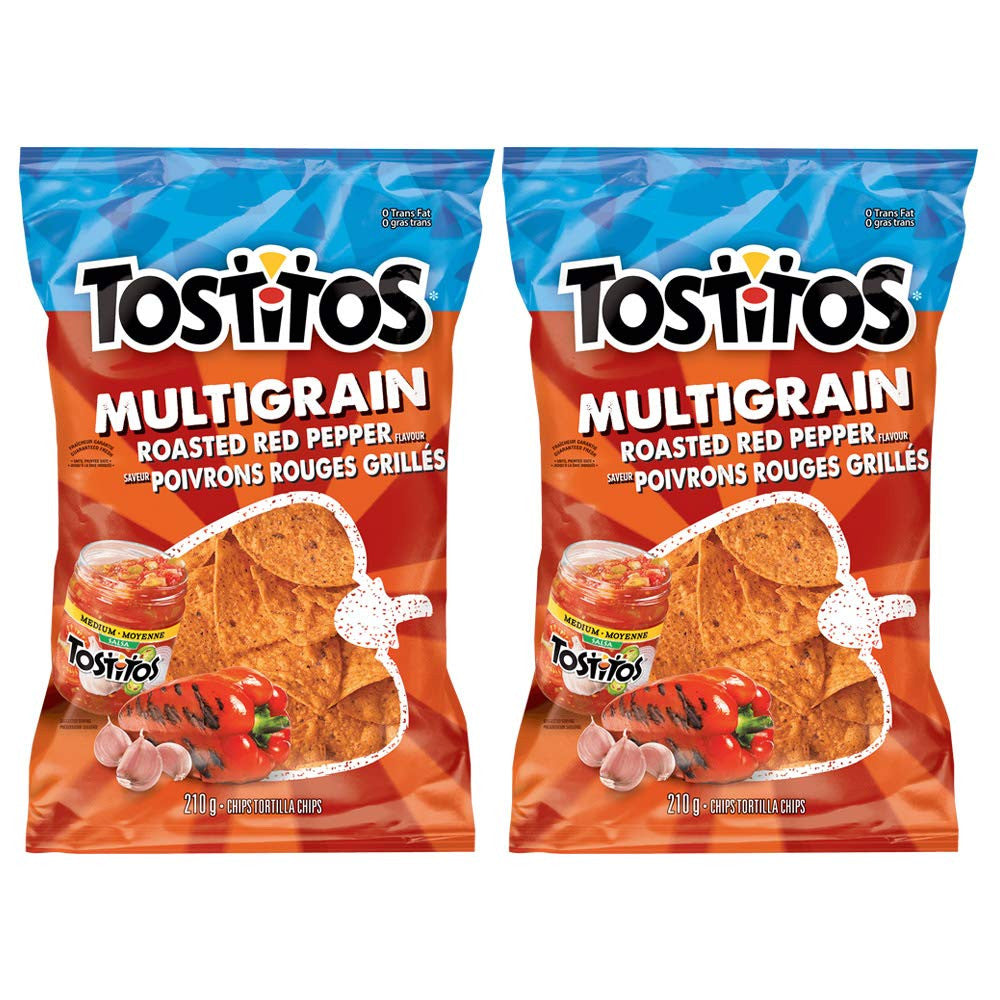 Tostitos Multigrain Roasted Red Pepper Tortilla Chips 210g/7.4oz, 2-Pack {Imported from Canada}
