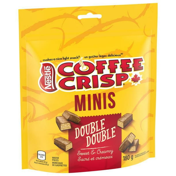 COFFEE CRISP Minis Double Double, Sweet & Creamy Milk Chocolate Bars – 180g/6.3 oz. - Front