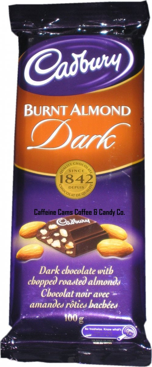Cadbury Burnt Almond Dark Chocolate Candy Bar, 100 Grams/3.5 Ounces - 12 Pack