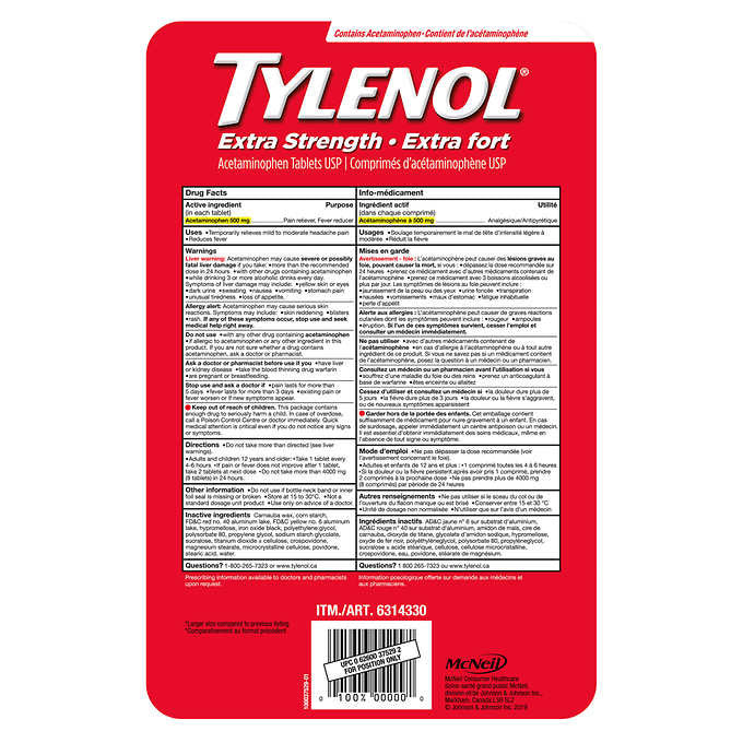Tylenol Extra Strength 390ct eZ tabs, {Imported from Canada}