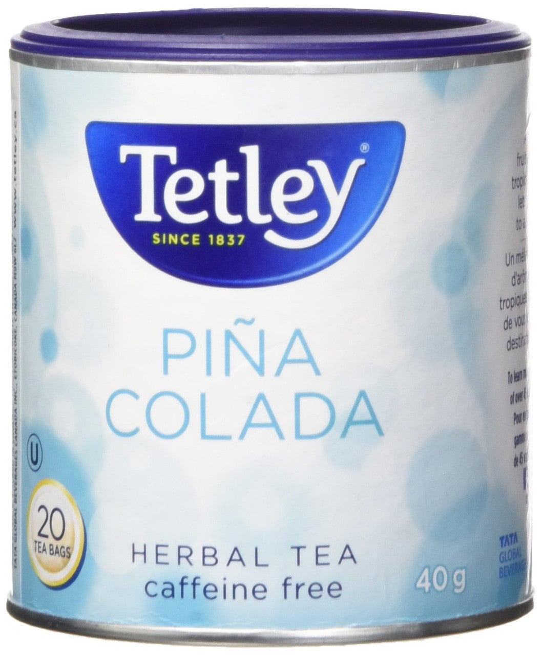 Tetley Pina Colada Herbal Tea Caffeine Free 20 Tea Bags{Imported from Canada}