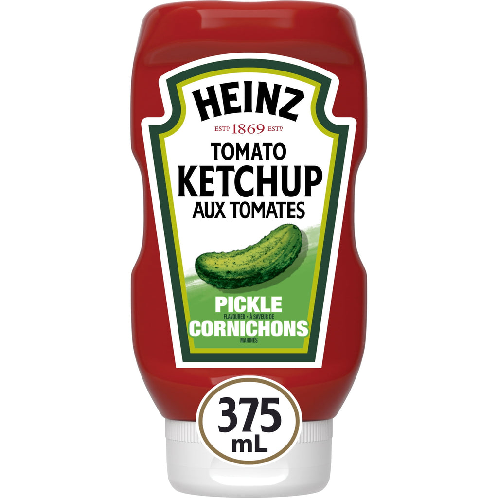 Front of Heinz Pickle Flavored Tomato Ketchup 375ml/13 oz., Squeeze Bottle