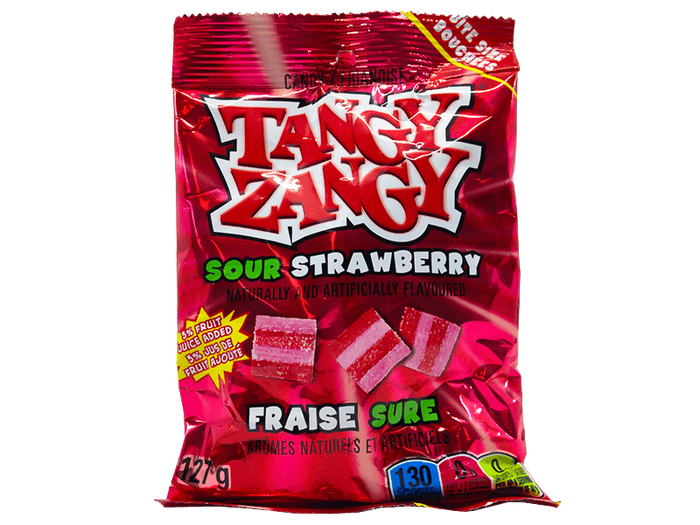 Tangy Zangy Sour Strawberry Squares, 127g/4.5oz. (Imported from Canada)