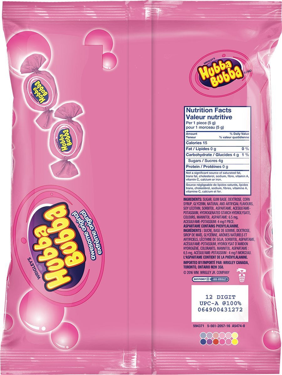 Hubba Bubba Awesome Original Fun Size, 72-Count, 5g/0.2oz per piece, {Imported from Canada}