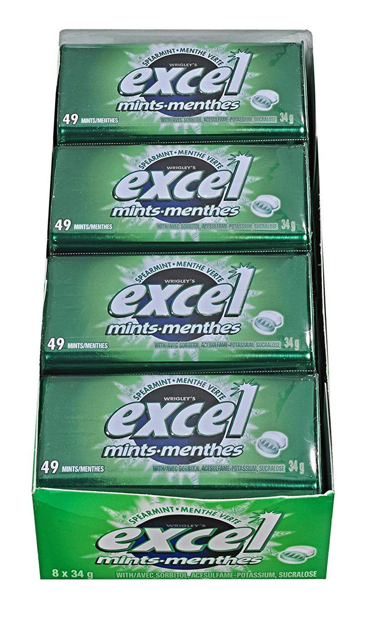 Excel Mints Spearmint, (34g/1.2 oz.), Tin, 8 Count, {Imported from Canada}