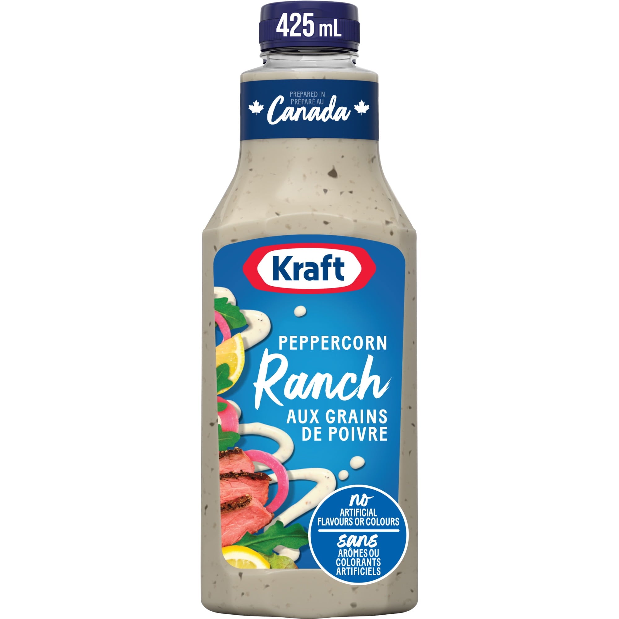 Kraft Peppercorn Ranch Dressing 425ml/14.4 oz., Bottle, front of bottle